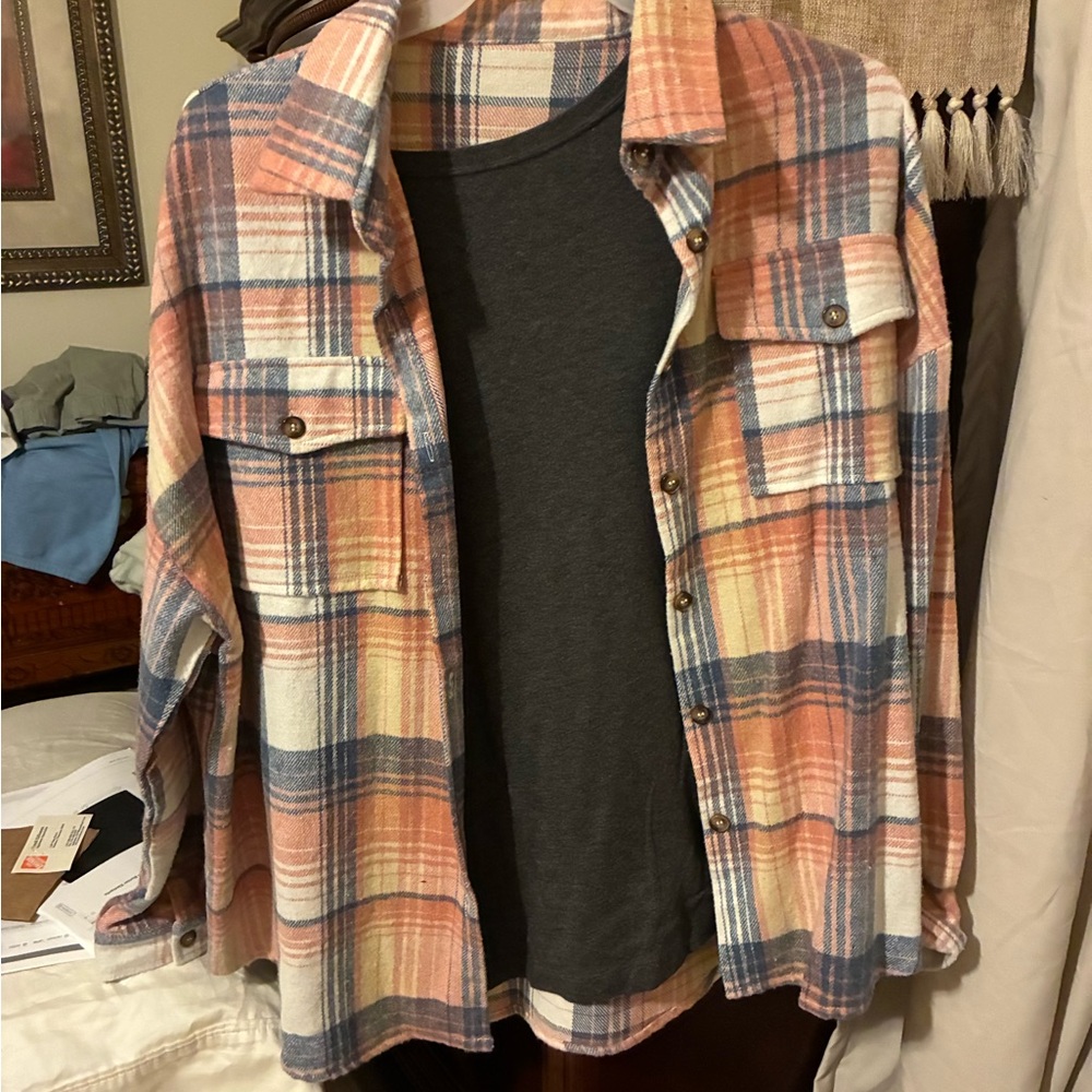 Plaid Flannel Shirt with Gray Tee